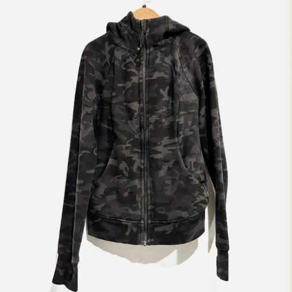 Lululemon  | Incognito Camo Multi Gray Scuba Hoodie| Size 12 | Gray Camo - Picture 2 of 8
